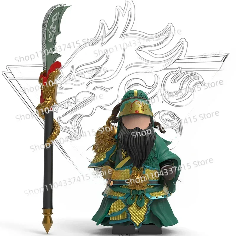 

MOC Period Three Kingdoms Guan Yuzi Yunchang Human Armor Building Block Модель Ручная роспись Игрушка для сращивания