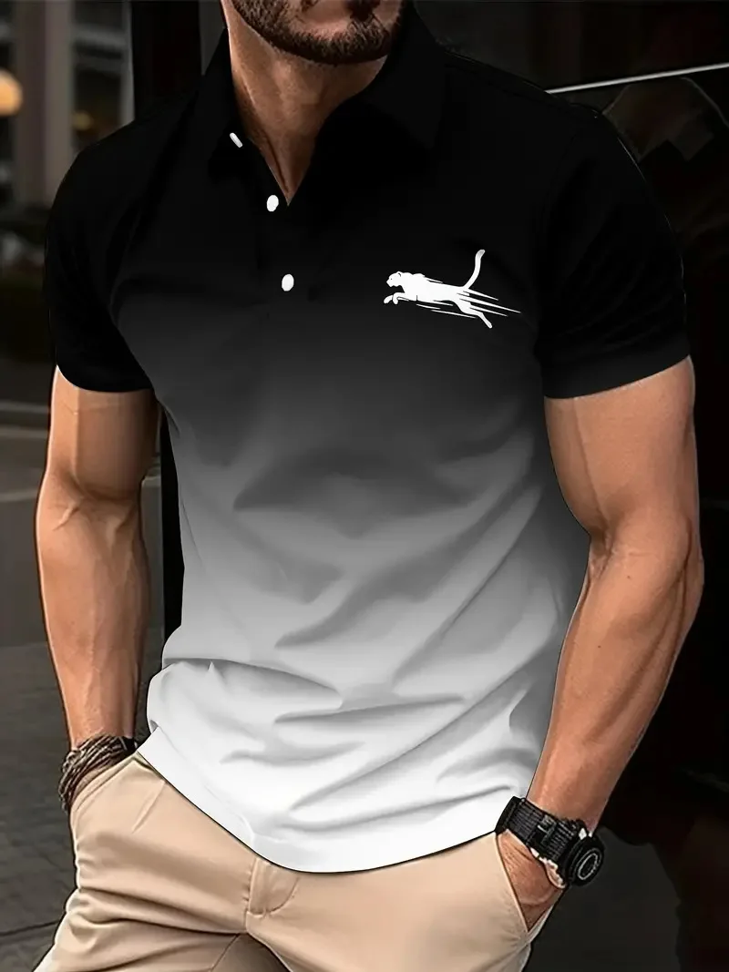 

Fashion Gradient Pattern Men's Polos T-Shirts Summer Short Sleeve 3D Tie-dye Print Street Male POLO Tee 6XL Big Size Casual Tops