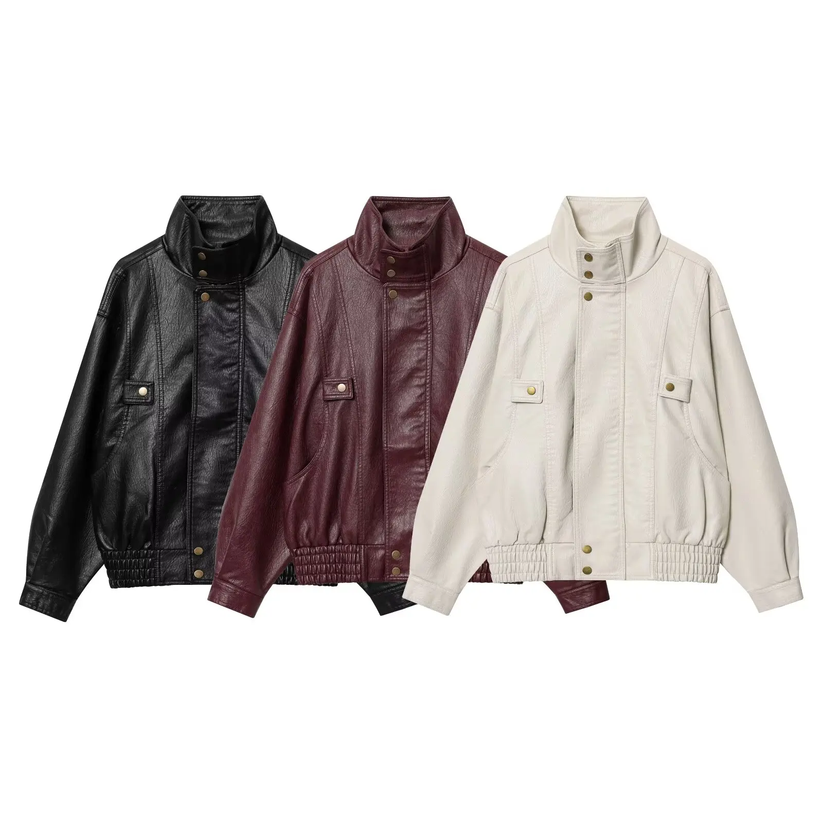 DiYiG سترة نسائية لخريف 2025 موضة جديدة متعددة الألوان من الجلد الصناعي سترة أنيقة بسحّاب للجوكر وطية صدر السترة وأكمام طويلة ملابس خارجية Mujer #1