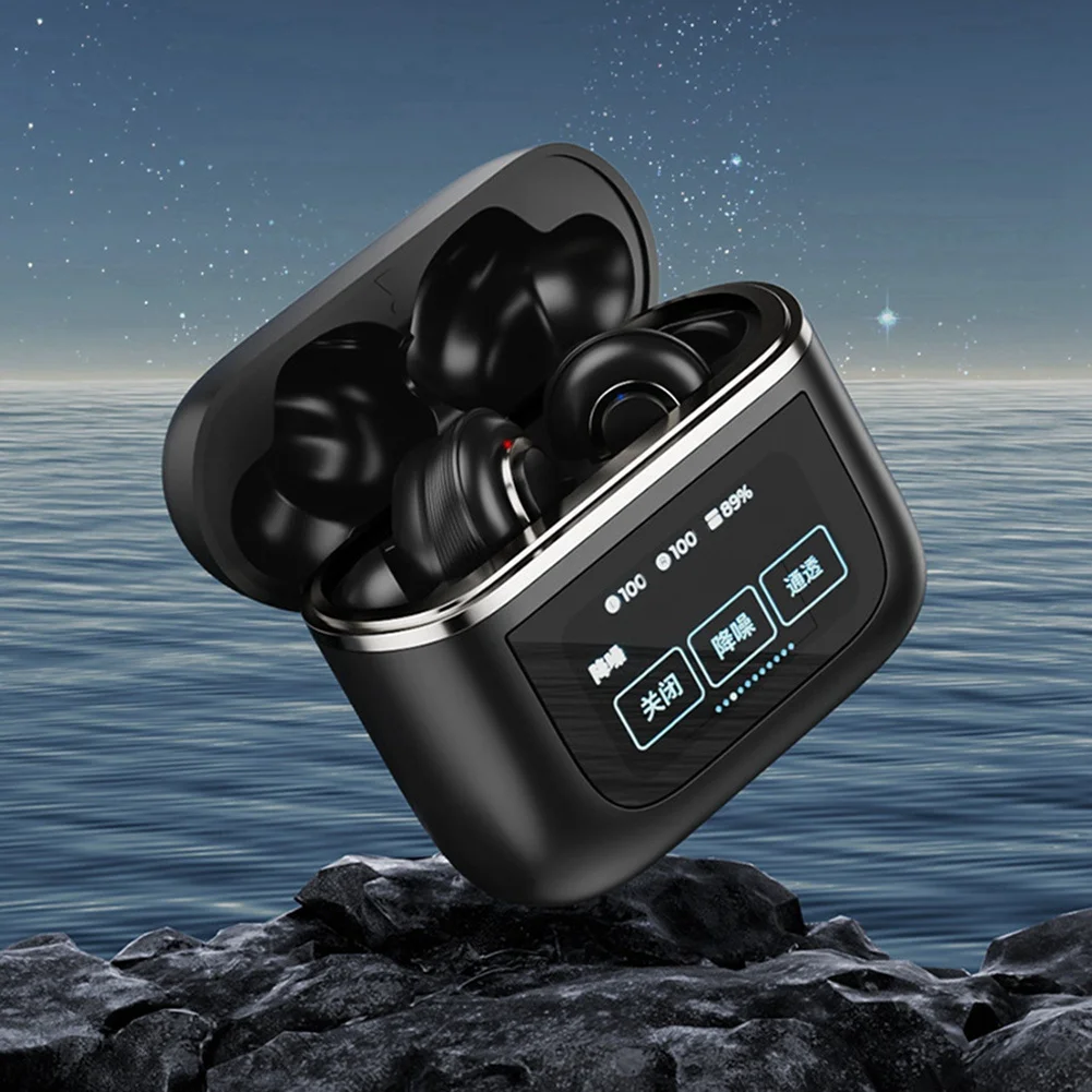 #(Upgraded)V8 Wireless In-Ear Headphones Earbuds ANC Noise Cancelling Headphone in Ear Touch Screen Controls Headset Black