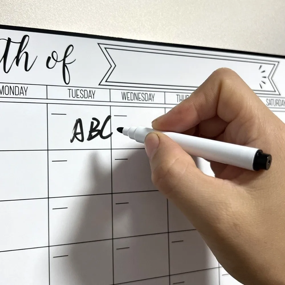 Portable Magnetic Dry Erase Calendar Wall Mount Reusable Monthly Planner Easy Clean Fridge Message Board Classroom Use