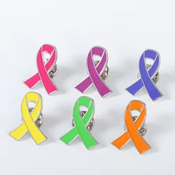 Pink Ribbon Breast Cancer Enamel Pins Red Green Yellow Purple Prevention Awareness Public Welfare Activity Chest Badge
