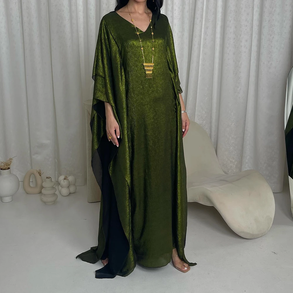 

Fashion Chiffon Straight Evening Dress V-Neck 3/4 Sleeves Floor Length Panel Train Photo Color Saudi Arabia 2024 فساتين سهرة