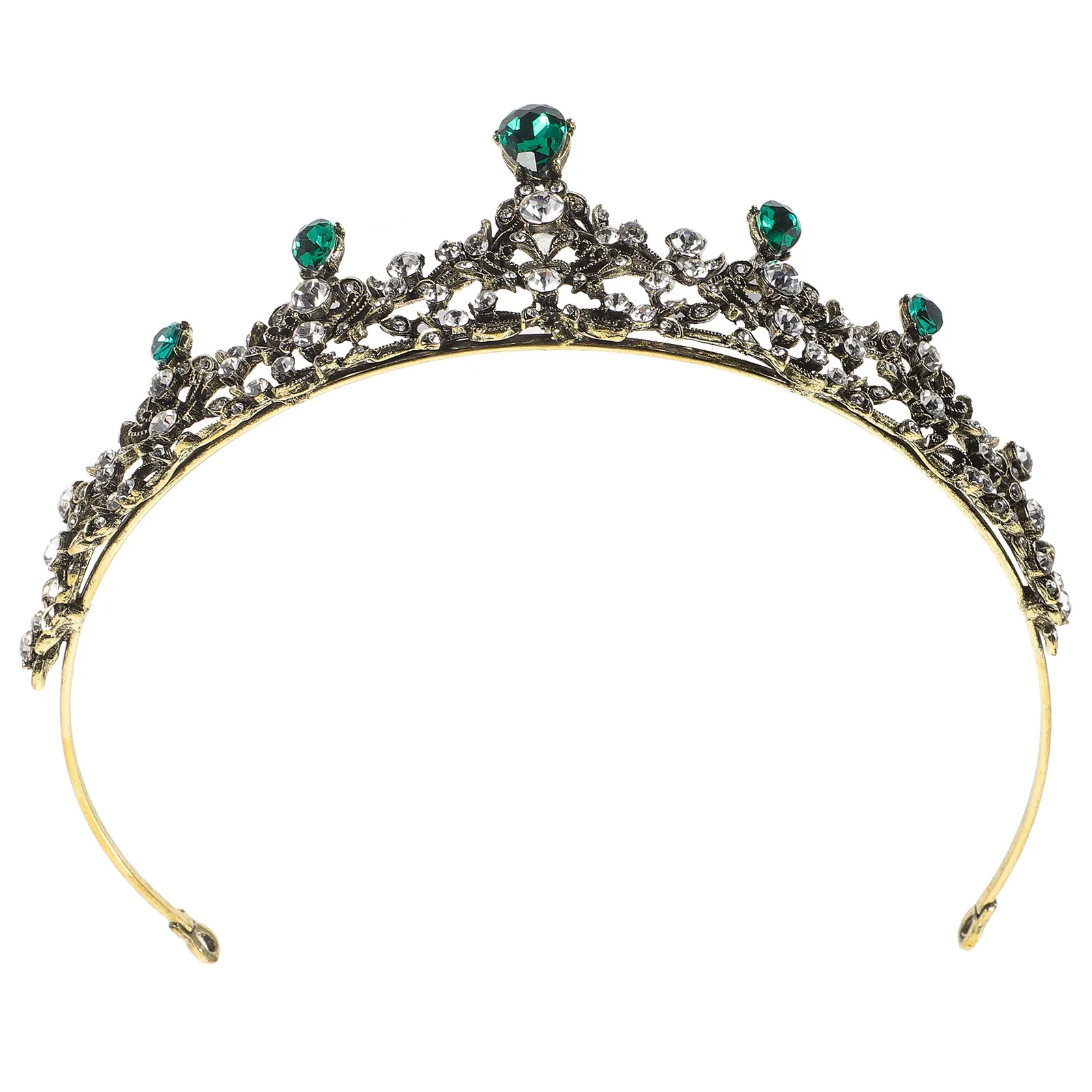 Elegant Bride Crown Baroque Style Green Wedding Headdress Delicate Headwear Party Hair Ornament Photography Accessories