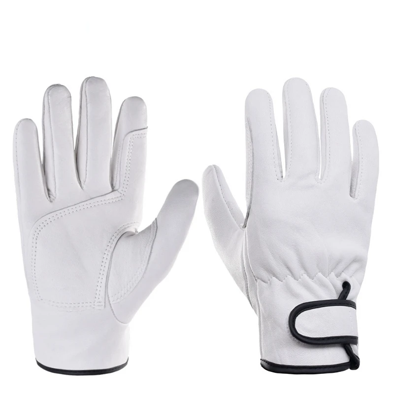 Guantes de trabajo de piel de oveja para trabajadores, trabajo de soldadura, protección de seguridad, deportes de jardín, guantes resistentes al