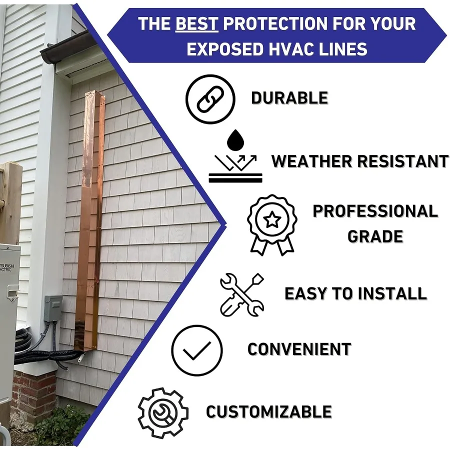 EAGLE 1 Juego de cubierta de línea metálica para bomba de calor de aire acondicionado central y mini dividido, varios tamaños y colores (6x4 blanco)