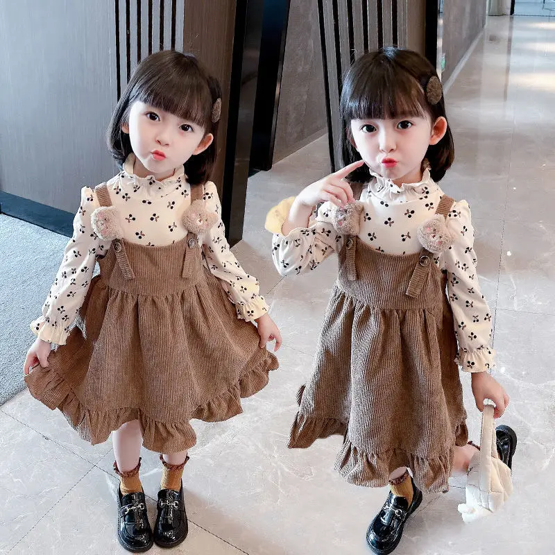 

Girls' Dress Suit Spring and Autumn 2022 New Fashionable Baby Girl Spring Clothes Children's Suspender Skirt Two-Piece Set