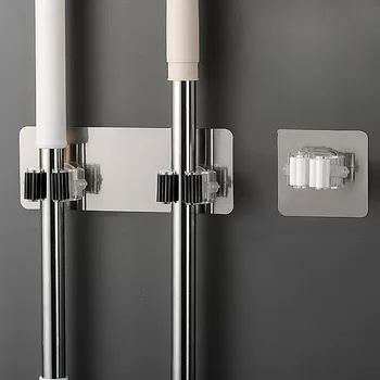 다목적 벽걸이 후크, 접착식 걸레 랙 빗자루 행어 후크, 주방 욕실 정리정돈 홈 정리함 액세서리 