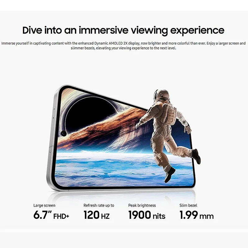 كاميرا Samsung Galaxy S24 Fe 5g، الهواتف الذكية، NFC، Samsung Exynos 2400E، Deca-Core، 120 هرتز، كاميرا 50 ميجا بكسل