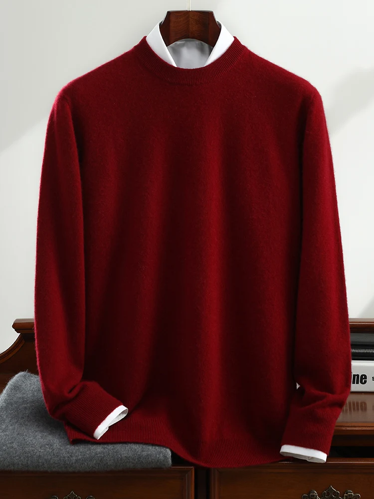 CHICUU 100% Cashmere Sweater Men O-neck Basic Pullover Autumn Winter Soft Warm Comfy Bottom Cashmere Knitwear High Quality Tops