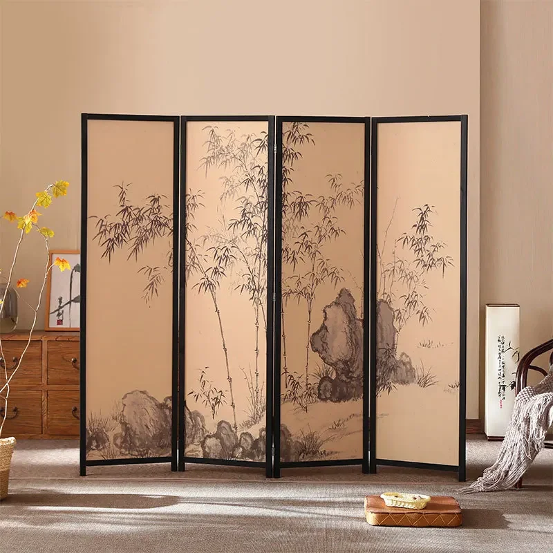 Office screen partition, living room home furnishing, new Chinese style, movable hotel office study, foldable entryway wholesale