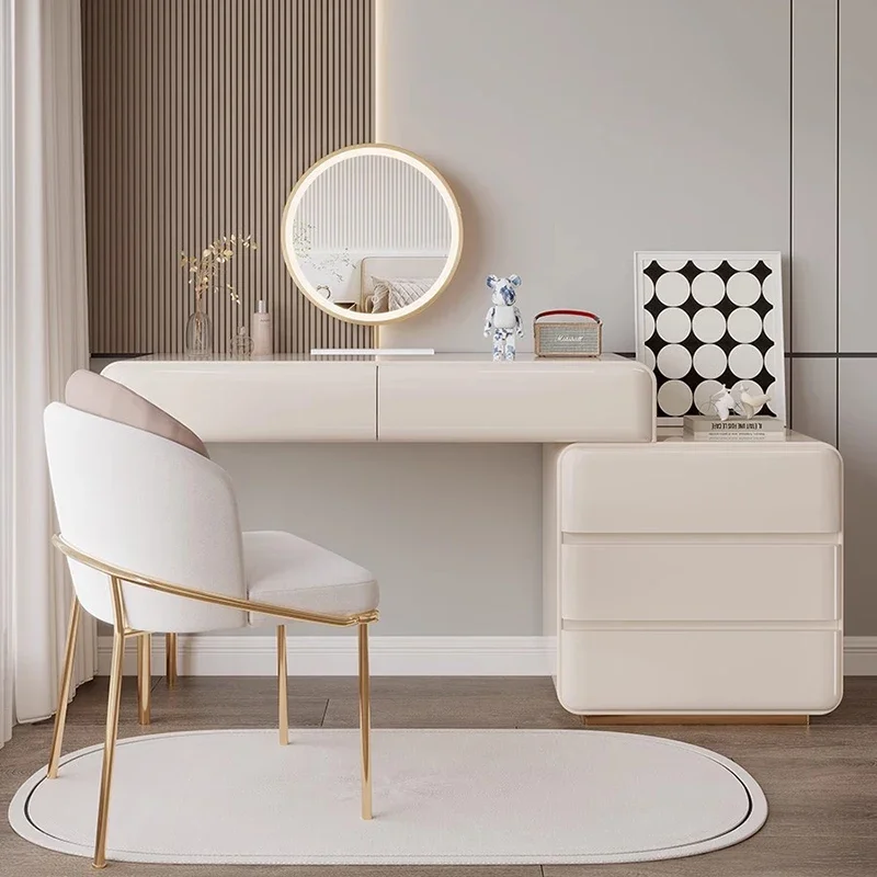 Designer Girls Dressing Table Drawer Storage Mirror Luxury Dressing Table European Makeup Comoda Pra Quarto Home Furniture