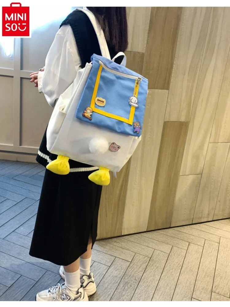 MINISO Disney Cartoon Anime Donald Duck Butt Large Capacity Sweet Casual Canvas Bag Student Fashion Versatile Backpack