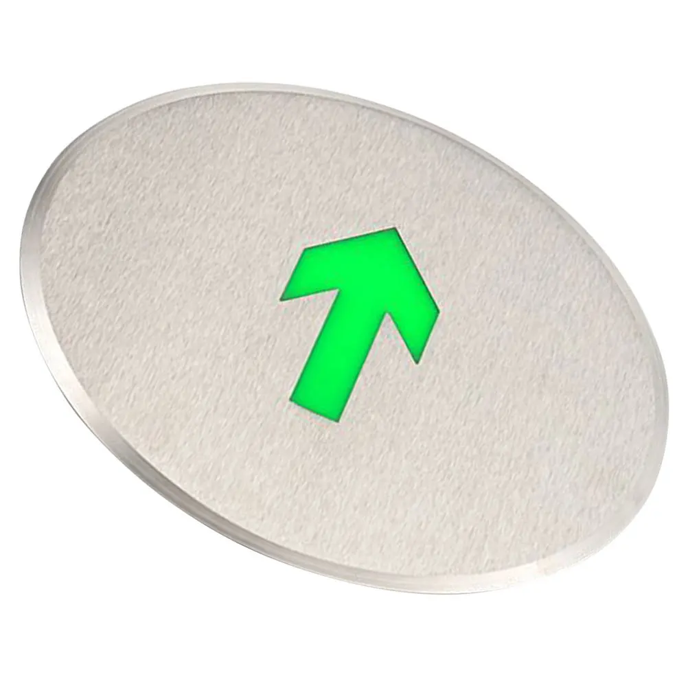 علامة خروج أرضية مضيئة ذاتية من الفولاذ المقاوم للصدأ تتوهج في مؤشر السهم علامة أرضية للإخلاء مخرج الطوارئ #3