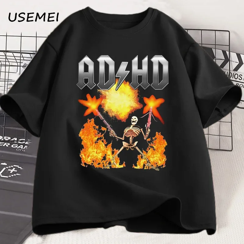 Funny ADHD Graphic Tee Shirt Mental Health Awareness T-Shirt Men Women Fashion Casual Tops All Season Loose Harajuku Clothing