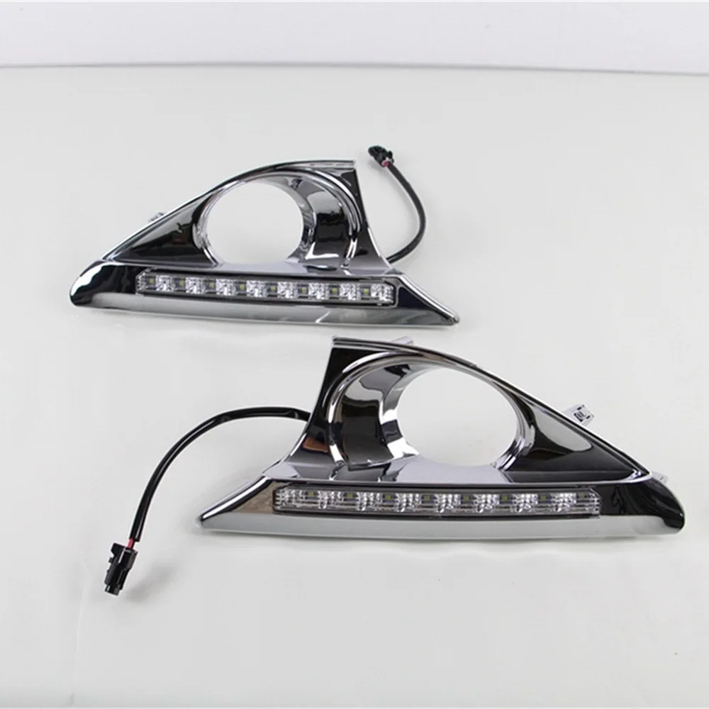 

July King 8LEDs Daytime Running Lights with Plating Fog Frame Case for Toyota Camry 7th AURION 2012-2014, LED Front Bumper DRL