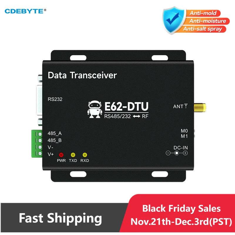 Full Duplex Frequency Hopping RS232 RS485 433mhz 1W IoT uhf Wireless Transceiver Module Transmitter Receiver E62-DTU(433D30)