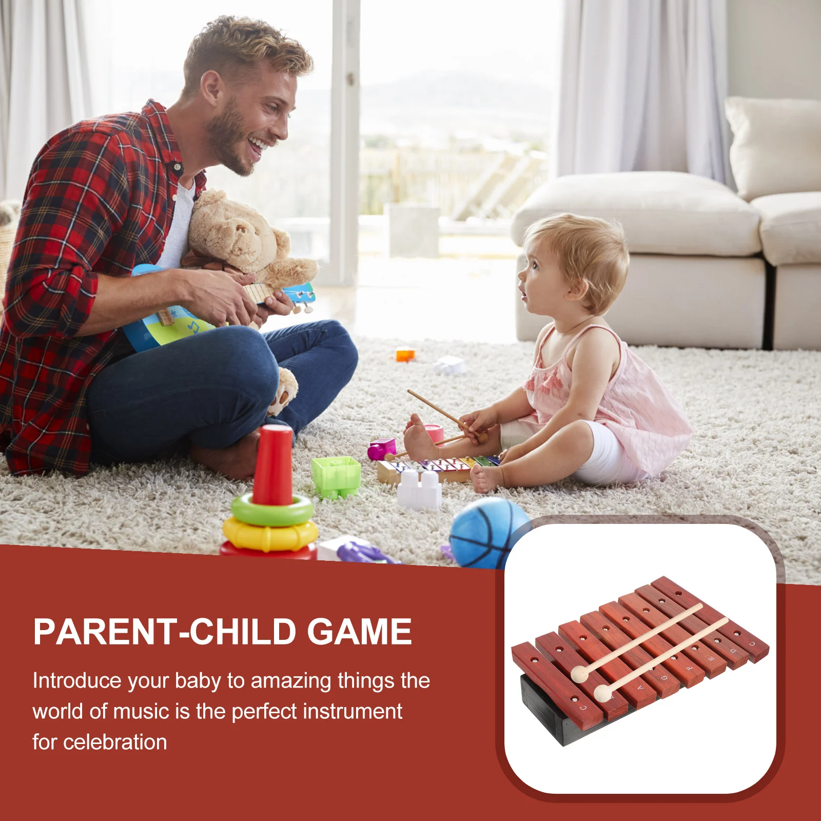 8-Note خشبية إكسيليفون آلة موسيقية صغيرة خفيفة الوزن للمبتدئين مع مطارق تعليمية #1