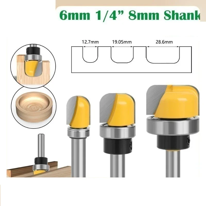 1Pcs 6mm/6.35mm/8mm Shank Bowl And Tray Template Wood Router Bits Trimming Machine Milling Cutter Woodworking Router Bits