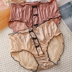 Summer Ultra-thin Transparent Women Panties Large Size Milk Silk Mesh Sexy Lace Satin Panties Plus Size Women Underwear Female