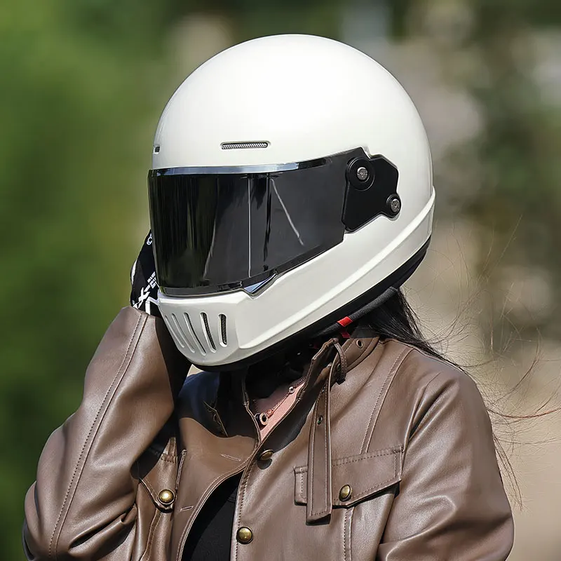 

Retro motorcycle full helmet, motorcycle helmet for men and women, summer cruise pedal, electric bike, small helmet body, helmet