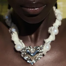 Vedawas Pearl Jewel Heart Necklace,Simple Elegant Wedding Banquet Party Holiday Women Accessories,Gifs for Lover and Friends
