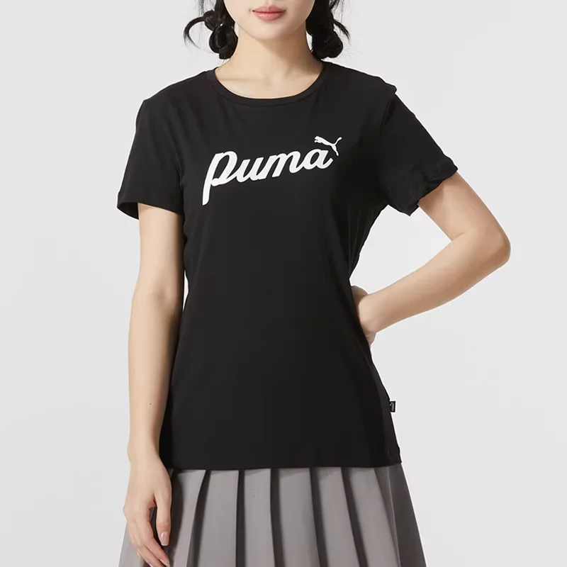 

Женская футболка PUMA с коротким рукавом и круглым вырезом, простая модная спортивная одежда для фитнеса и тренировок, повседневная футболка, бесплатная доставка 682127-01