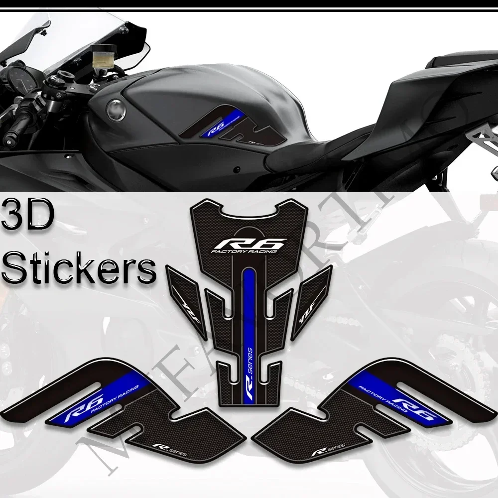 For YAMAHA YZF-R6 YZF R6 YZFR6 2017-2022 Motorcycle Adhesive Stickers Decals Protector Tank Pad Side Grips Gas Fuel Oil Kit Knee