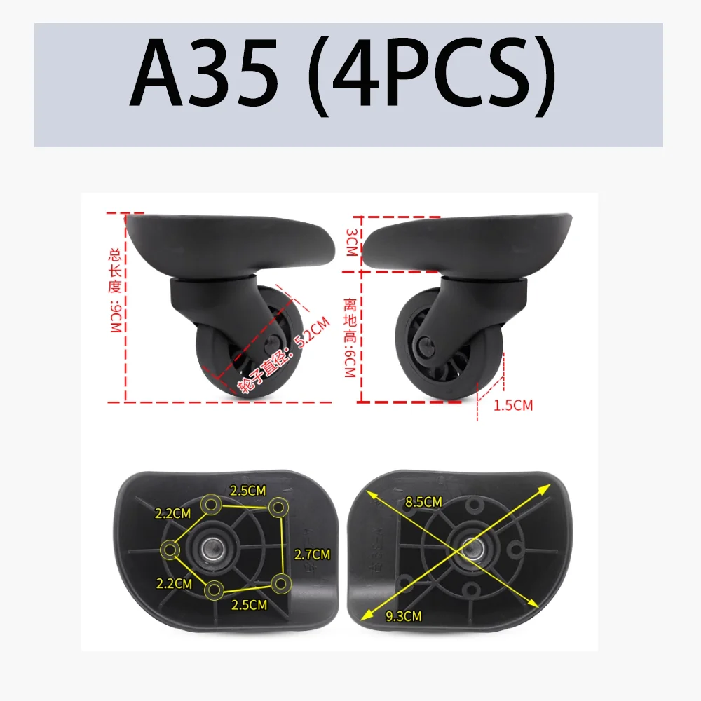 HongSheng A35 대형 사일런트 휠, 범용 휠, 여행 가방 수리, 여행 액세서리, 부드러운 노력 절약