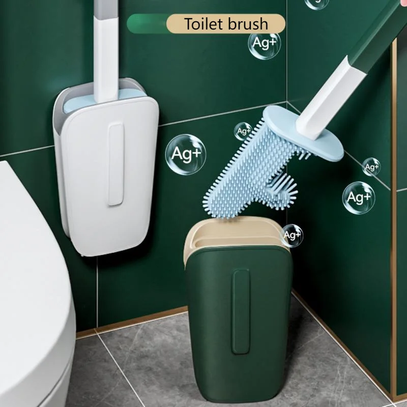 

Silicone Toilet Brush and Holder Wall Mounted Cleaning Brush Water Leak Proof No Dead Angle Bathroom Cleaning Toilet Brush