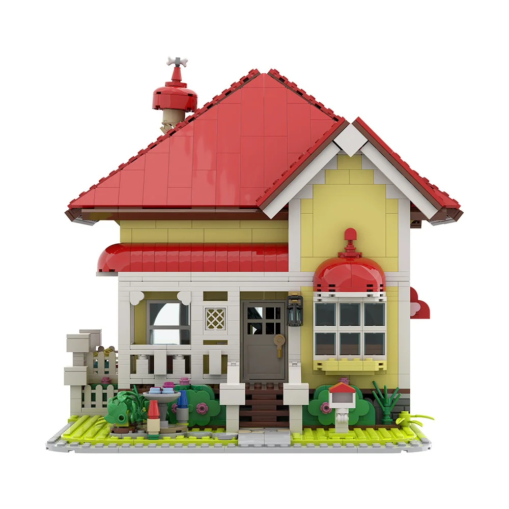 MOC الكرتون منزل اللبنات كيت DIY فكرة شقة أنيمي الأسرة منزل الطوب لعبة الكبار هدية