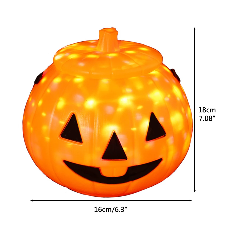 1pc Children's Handheld Rotating LED Light Starry Sky Pumpkin Light Luminous Music Candy Can Halloween Decoration