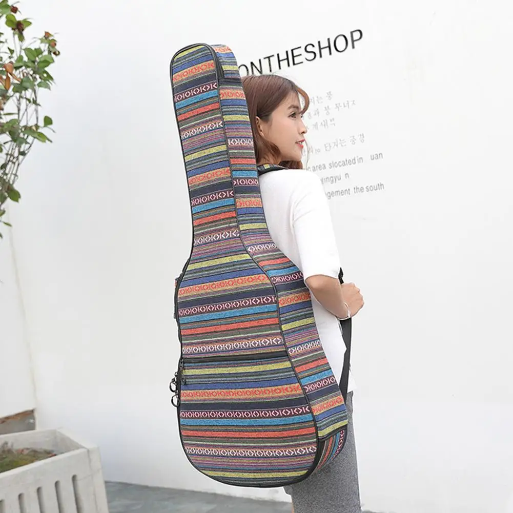 40/41 Inch Electric Guitar Bag Ethnic Knitting Style Classical Acoustic Guitar Case Thickened Internal Waterproof Backpack