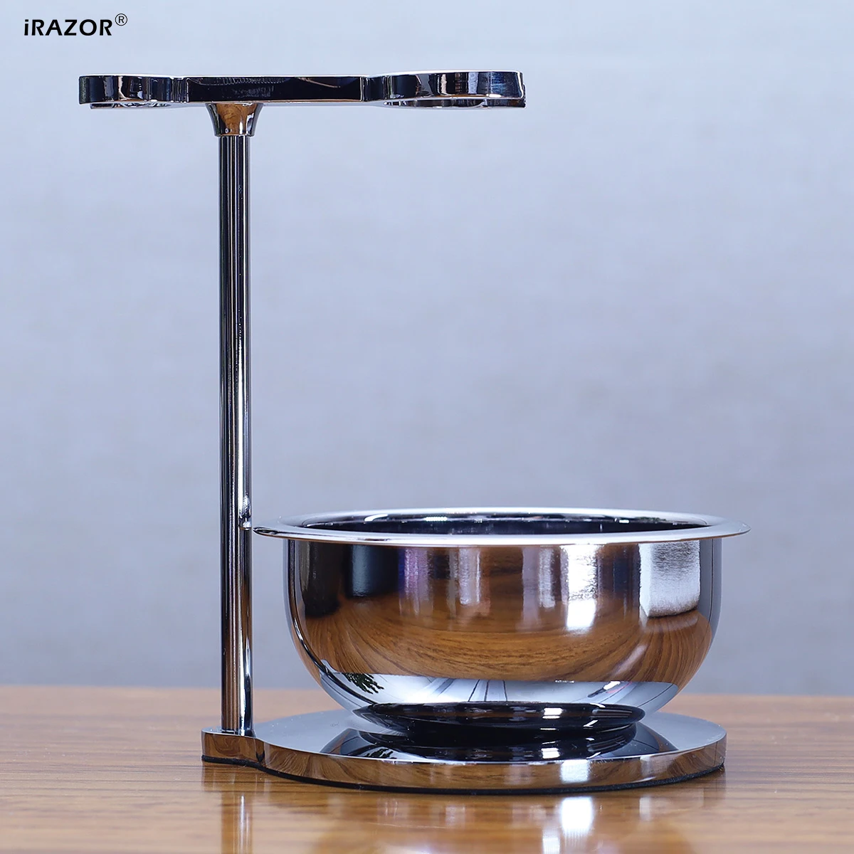 iRAZOR Deluxe Safety Razor And Shaving Brush Stand with Stainless Steel Bowl - Metal Holder for Extended Brush and Razor Life
