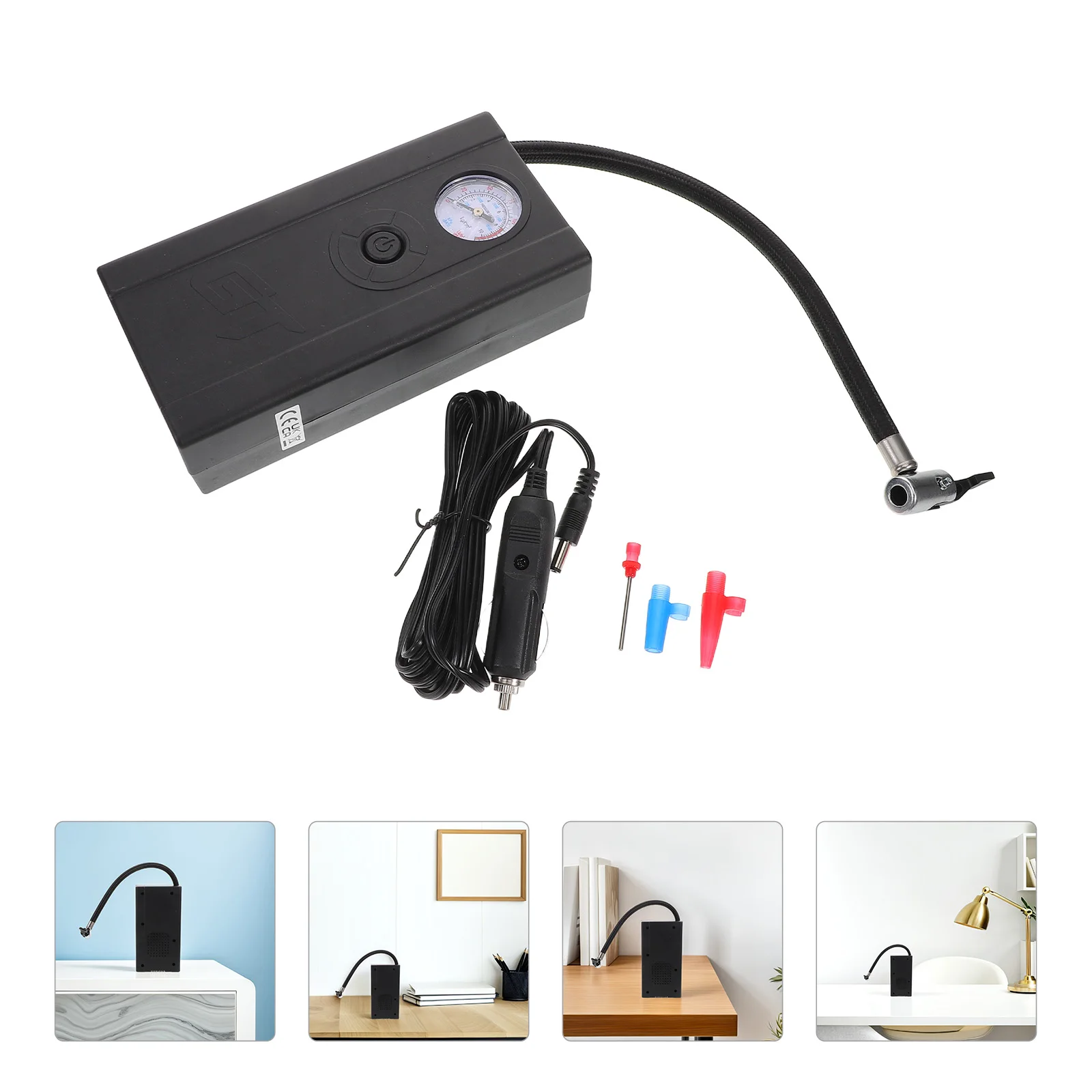 

Portable Car Motorcycle Tire Inflator Air Compressor Pump Pressure Gauge Road Trip Emergency Repair Multi Function Bike Sports