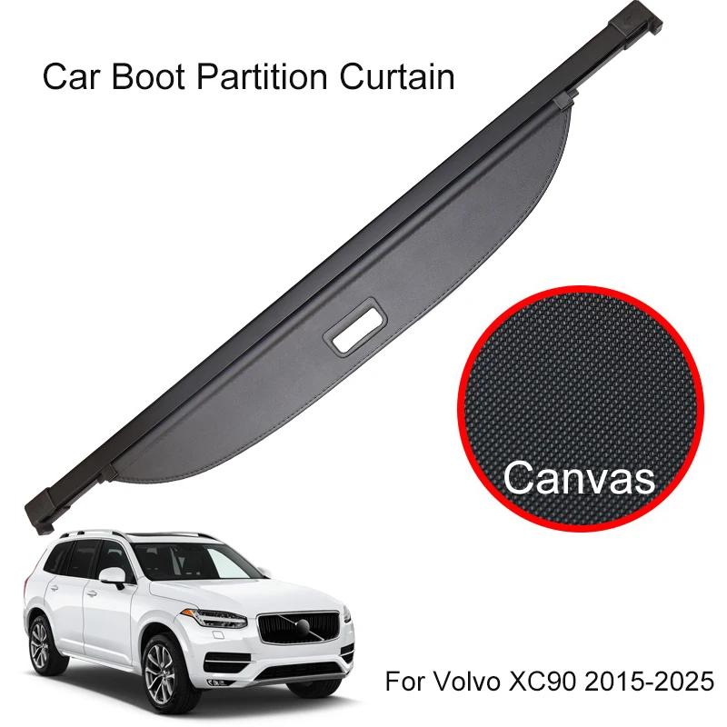 

Car Rear Trunk Curtain Cover Rear Rack Partition Shelter Canvas Storage Internal Auto Accessories For Volvo XC90 2004-2025