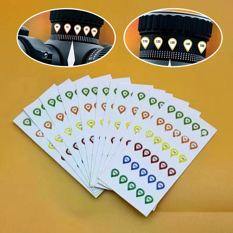 10 Sheets Rifle Scope Turret Sticker Set Scope Adjustment Dope Stickers Rifle Scope Turret Tags For Distance Markers