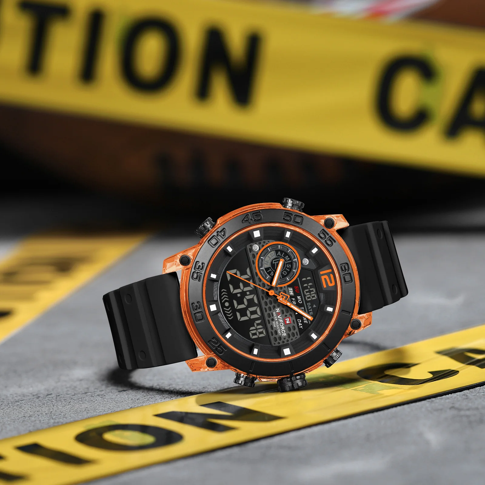 NAVIFORCE 6104 موضة جديدة الساعات الرقمية للرجل التقويم مضيئة الرياضة عادية ساعة كوارتز إلكترونية للرجال reloj hombre