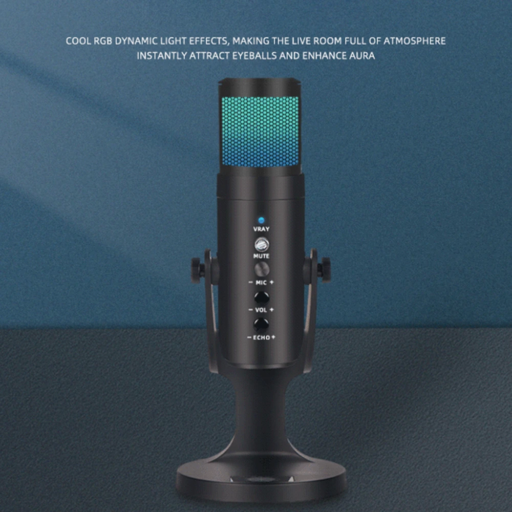 

2024 Hot RGB Condenser Microphone for Computer USB PC Mic Stand POP Filter to Gaming Streaming Podcasting Recording Headphone