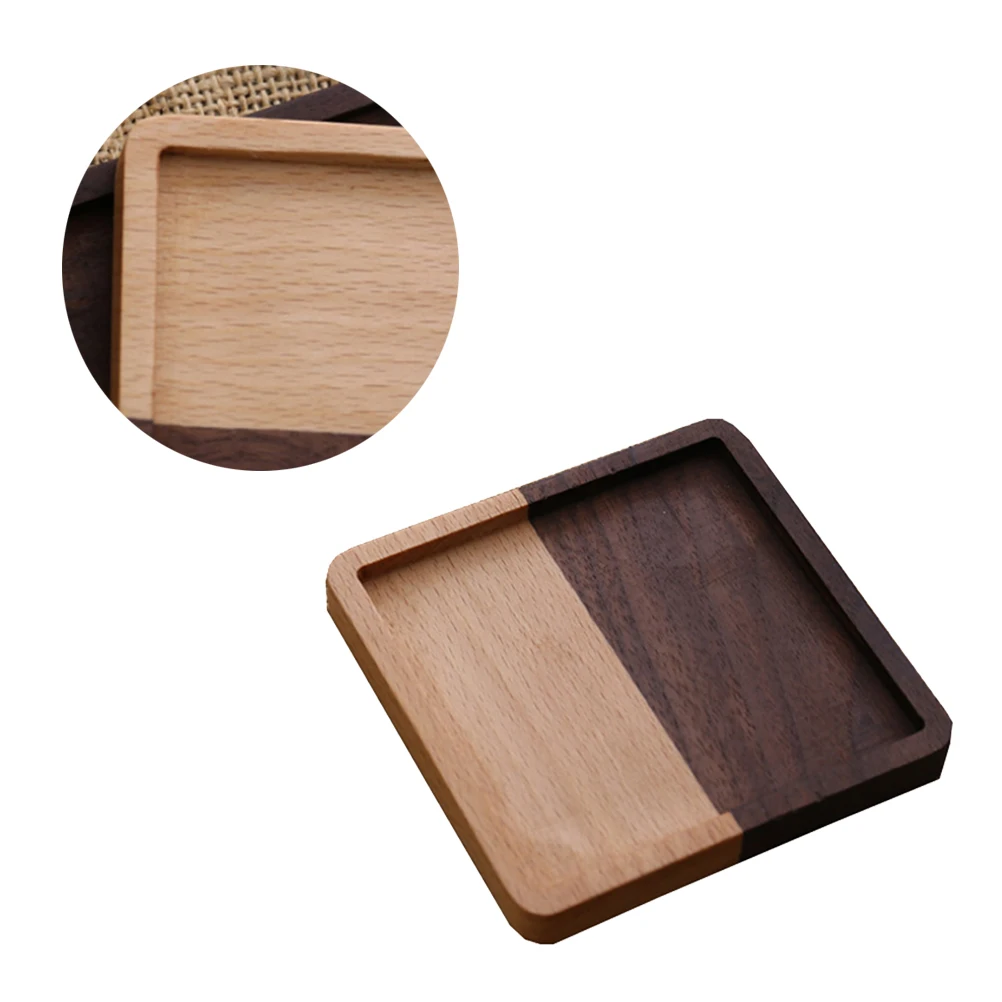 

1pc Wooden Placemat Natural Wood Non-Slip Heat-Resistant Smooth Design For Home Tea House Restaurant Use Khaki Coffee