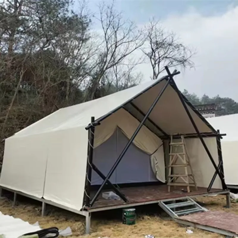 

Luxury Waterproof Glamping Tent Complete Set with Furniture Instant Safari Cabin for Resorts Outdoor Villas Custom