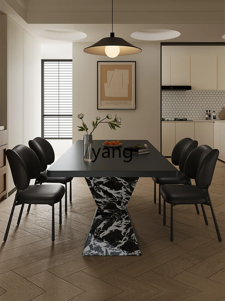 

LMM rock slab dining table small apartment dining table rectangular light luxury modern simple premium dining table