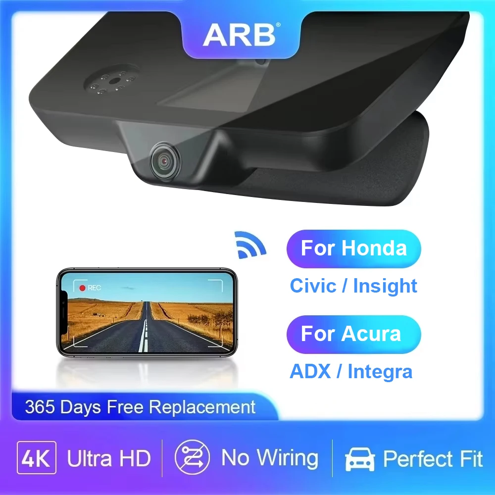 

ARB 4K Dash Camera for Honda Civic 2016-2025 & Insight 2019-2022, for Acura ADX 2025 2026 & Integra 2023 2025, Car DVR, WIFI APP