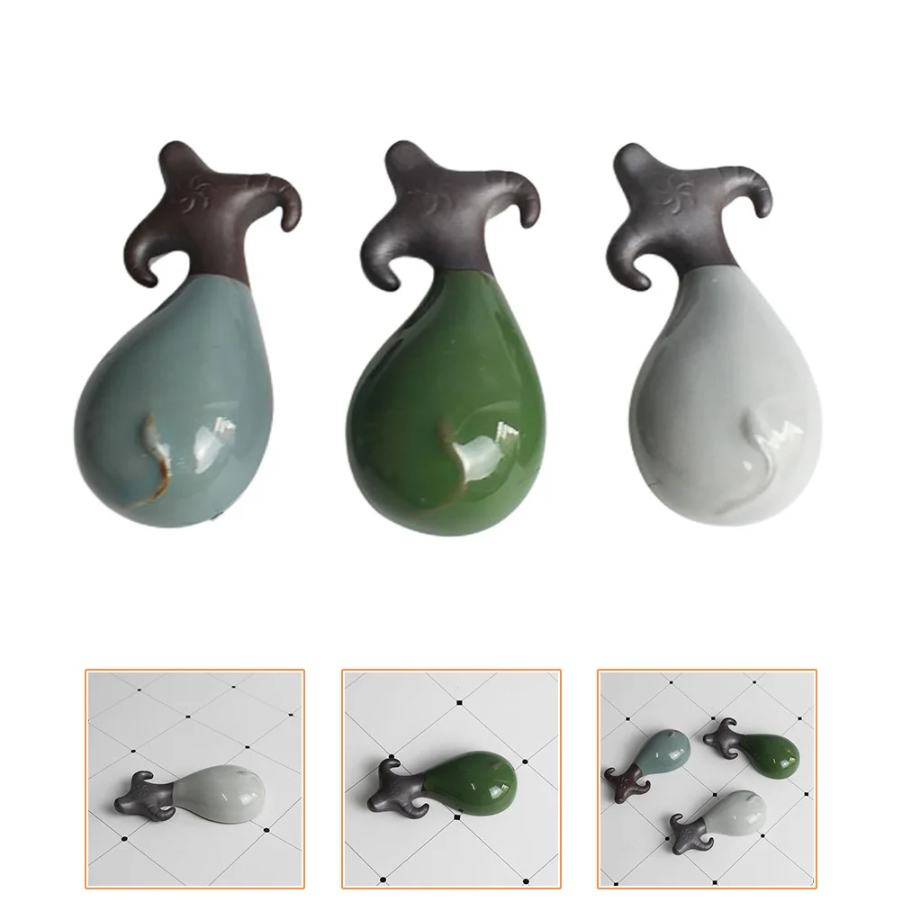 

3 Pcs Home Tea Accessories Pets Oranment Exquisite Cattle Figurine Ceramic Statues Traditional Chinese