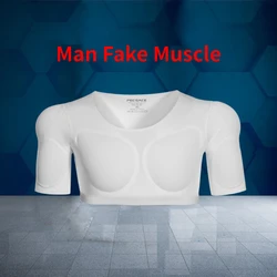 Sponge 3D Fake Muscle Shirts Man Cosplay Tools Sexy Arm Chest Underwear Party Body Shaper Invisible Abdominal Pad Corset Top