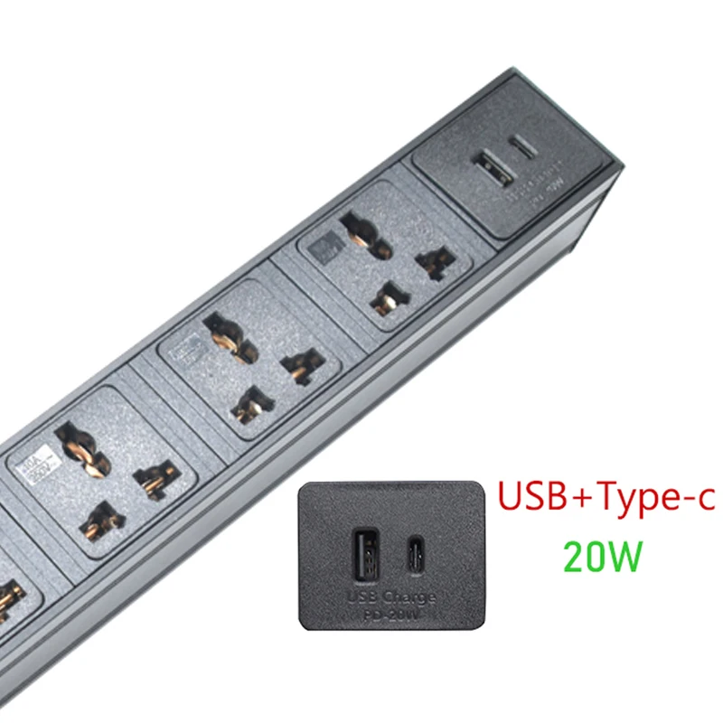 Power Strip Digital Ampermeter โวลต์มิเตอร์แอมป์มิเตอร์พร้อมสวิตช์ 2/3/4/5/6/7/8/9/10 Universal ซ็อกเก็ต USB + Type-C C14 อินเทอร์เฟซ