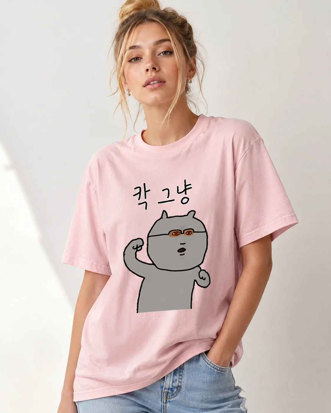 T-Shirt mit Katzen- und Hasen-Print, weiches Damen-Rundhals-Shirt mit Goliath-Kragen, Alltagskleidung, Freizeitkleidung, Partnerlook für Paare, unisex – Detail 4