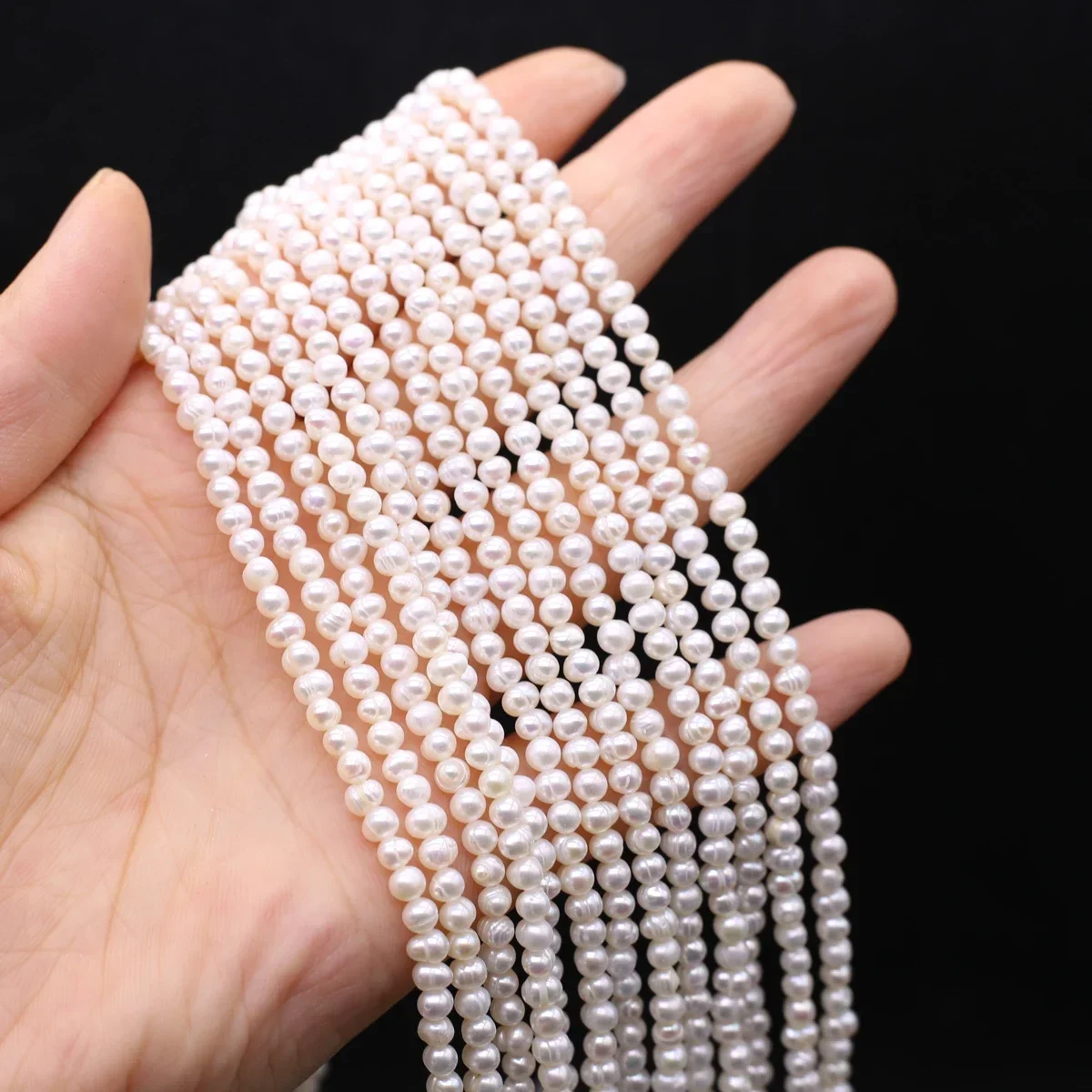 

AAA 3-4mm Natural Freshwater Pearl Beads Near Circle Shape Loose Beads For jewelry making DIY necklace and bracelet accessories