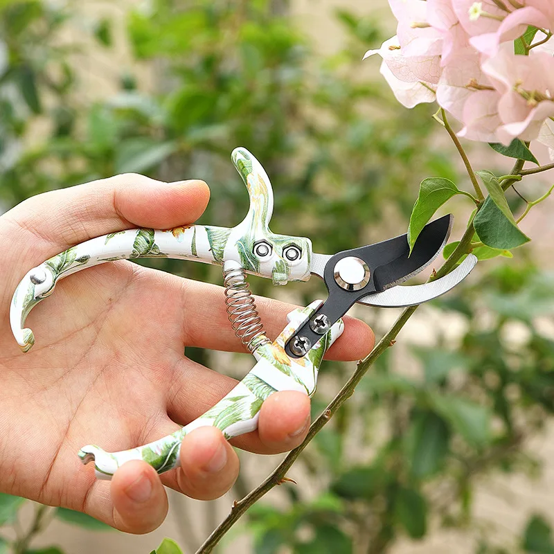 SK5 Steel Pruning Shears Floral Pattern Garden Shears Professional Branch Cutter Fruit Picking Plant Gardening Tool