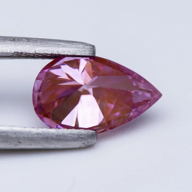 Moissanite Stone Pear Cut Sakura Pink Color Lab Created Diamond DIY Woman Jewelry Making Materials with GRA Certificate